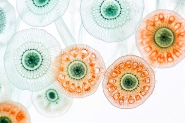 Mystic portrait of Coccolithophore Phytoplankton in studio, copy space on right side, Close-up View, isolated on white background