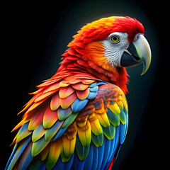 Obraz premium a colorful parrot with a black background