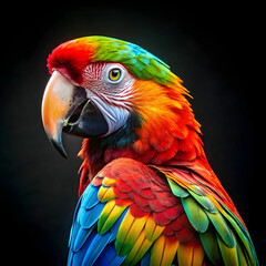 Obraz premium a colorful parrot with a black background