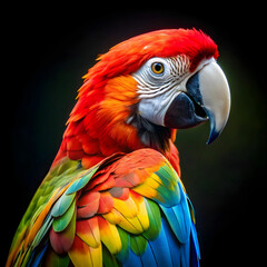 Fototapeta premium a colorful parrot with a black background