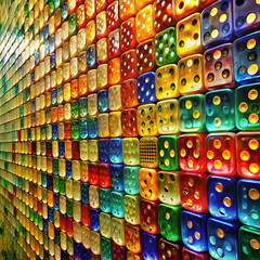 Fototapeta premium a wall is made of colored dice