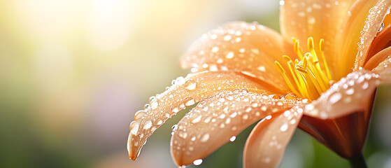 Cinematic macro shot of a freshly bloomed flower on blurred background