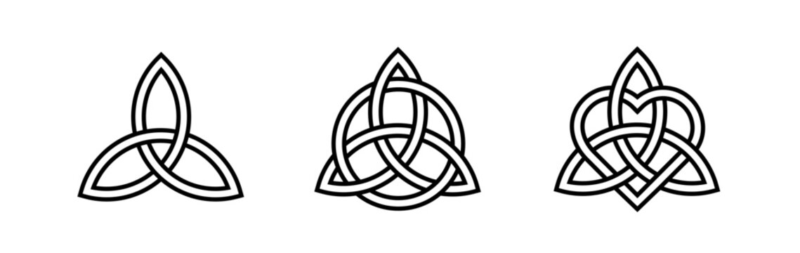 Viking black triquetra. Simple black vector illustration. Medieval celtic knot.