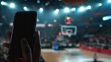 Fototapeta premium Watching the Game on a Smartphone
