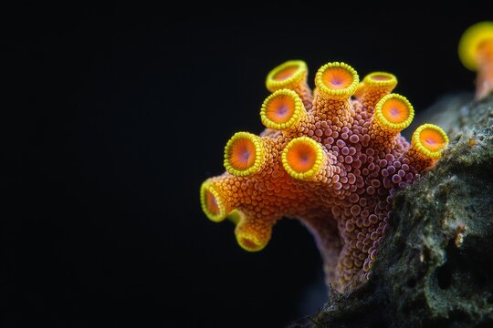 Mystic portrait of Synechococcus Picoplankton, copy space on right side, Close-up View, isolated on black background