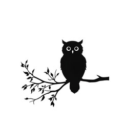 Fototapeta premium Owl on Branch Silhouette, Minimalist Vector Illustration, Isolated on White Background, Wildlife and Bird Concept