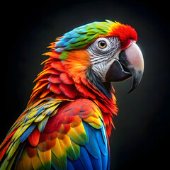 Obraz premium a colorful parrot with a black background