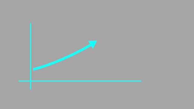 aquamarine color glowing business growth graph and upward arrow animation on the white background. Digital bar chart with growing business concept. Abstract background
