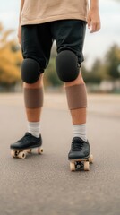 Fototapeta premium Person Wearing Pads While Roller Skating Outdoors