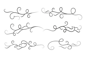 Calligraphy filigree lines Text dividers, vintage Flourishes decorative Scrolls wedding Ornate, fancy elegant page Separators design elements, Header Swirls menu cards Ornamental Border
