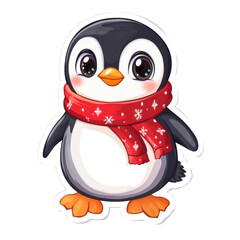 Obraz premium Penguin in Santa Hat