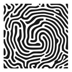 Fingerprint Maze Silhouette, Minimalist Vector Illustration, Isolated on White Background

