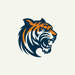 Logo illustration of the silhouette of a fierce tiger's head with slight color variations