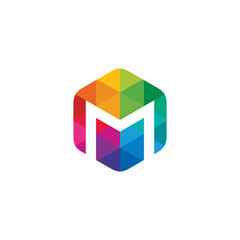 Hexagon Letter M Logo design vector template