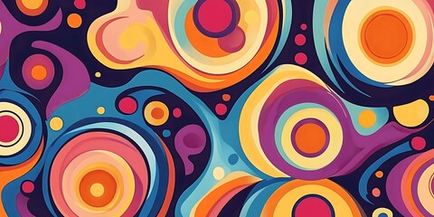 Abstract Painting of Multicolored Concentric Circles
