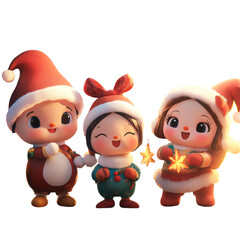 Obraz premium Cheerful Children and Snowman on Snowy Day