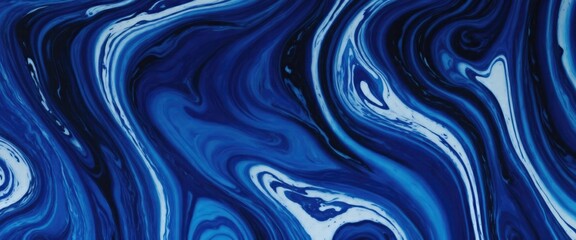 Fototapeta premium Black and blue color with liquid fluid Abstract marbled texture painting background