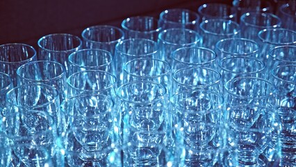 Drink Glasses Prepared for Official Conference Corporate Event Banquet