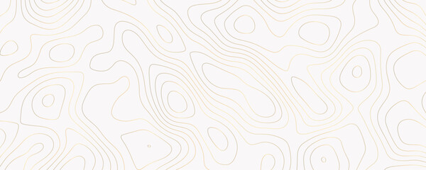 Golden Geometric Topography Design with Wavy Contour Patterns and Mountain Relief for Modern Maps
