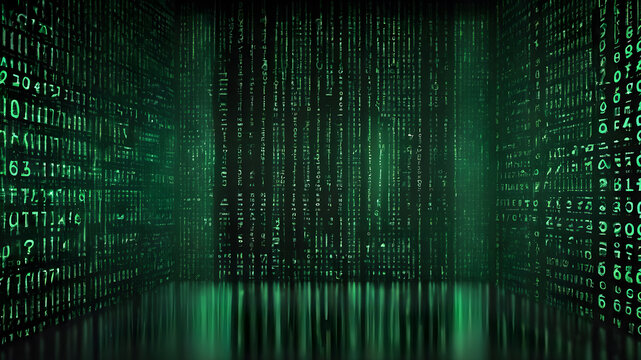 AI generated image, ai, technology, future, programming and matrix - binary system code background