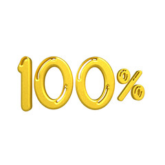 3d 100 percent cute font golden color