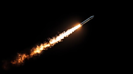 Striking image of a launching rocket against a dramatic black background