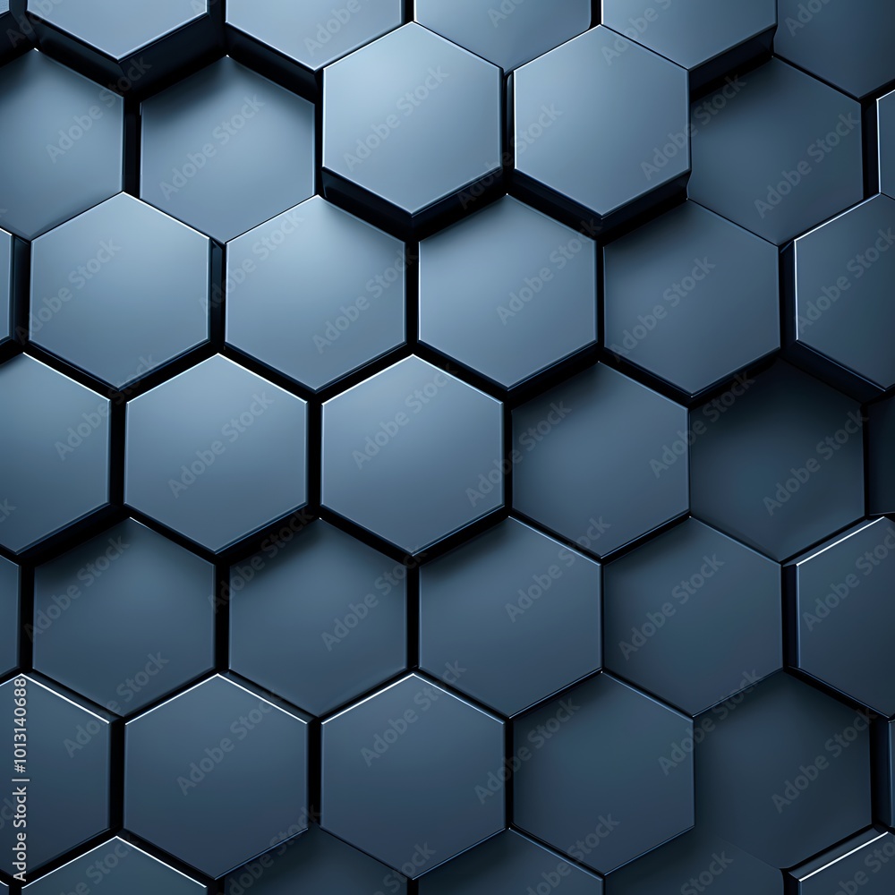 Poster abstract metallic hexagonal pattern background in blue