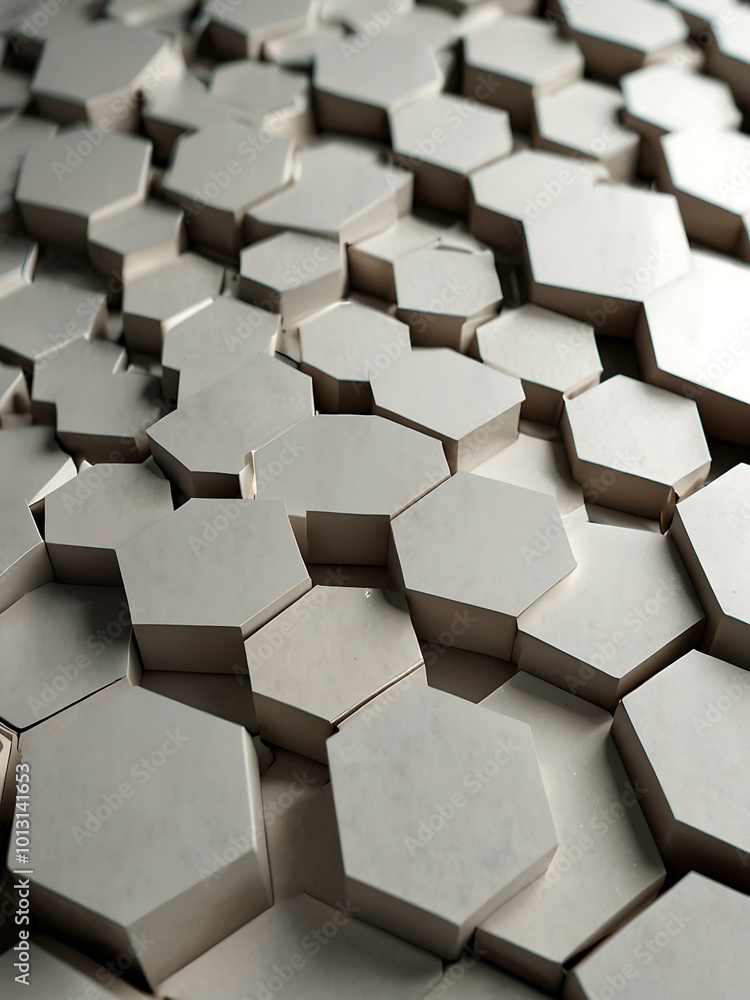 Aufkleber white hexagonal pattern creating depth in a modern abstract design.