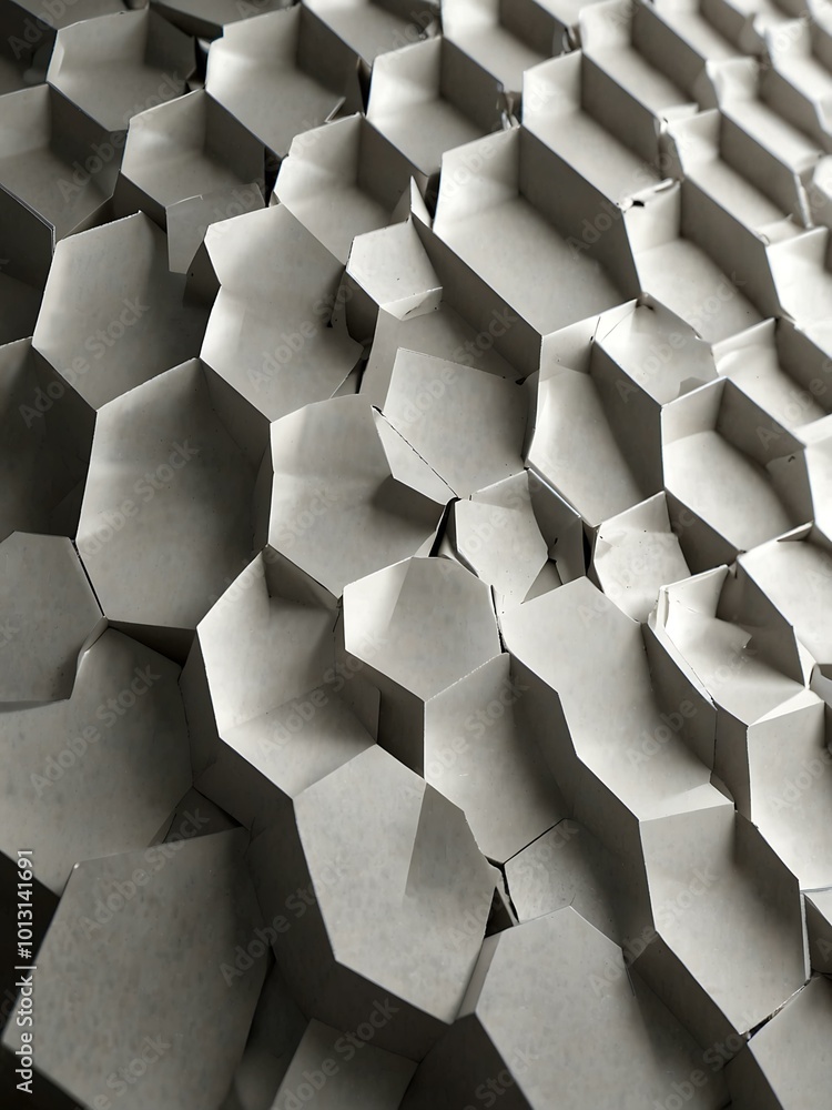 Aufkleber white hexagonal pattern creating depth in a modern abstract design.