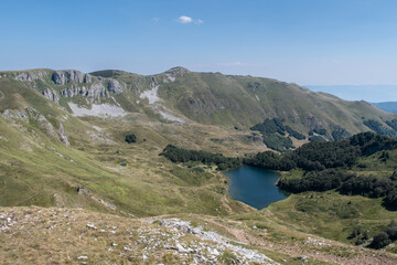 Panoramic view of Pešića Lake in Biogradska National Park in Montenegro