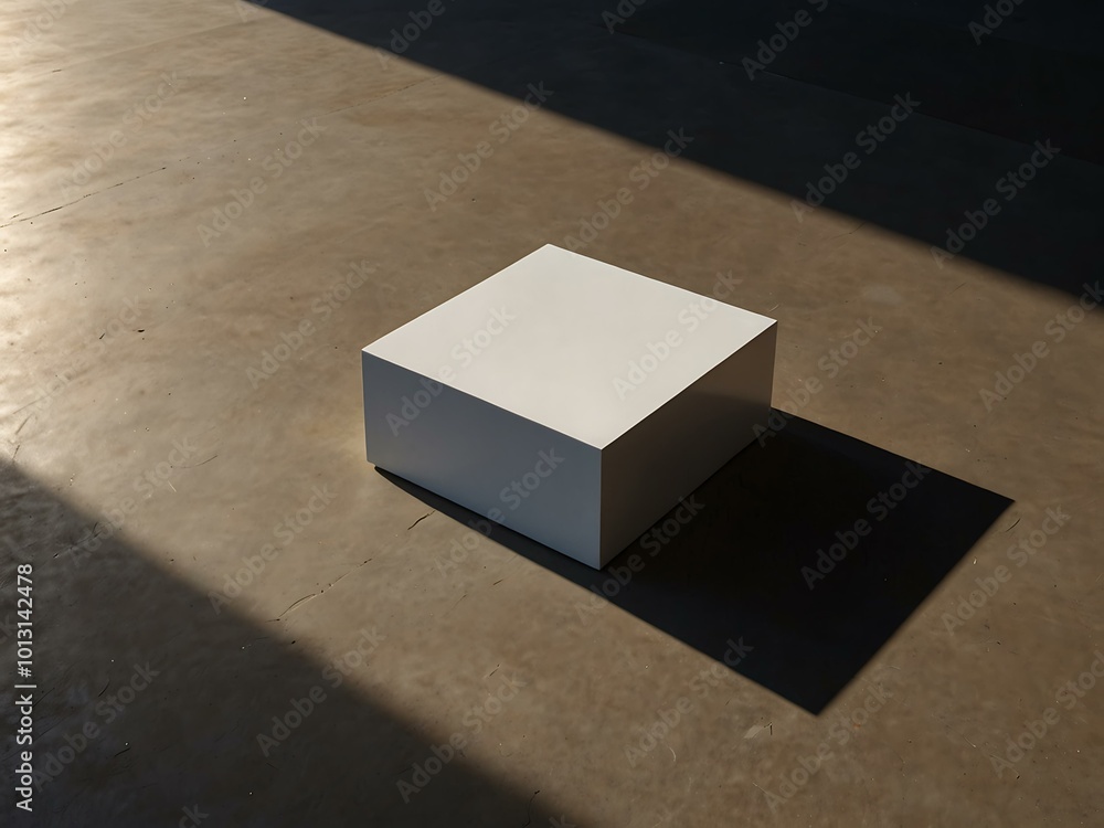 Poster white square floating over a platform in sunlight.