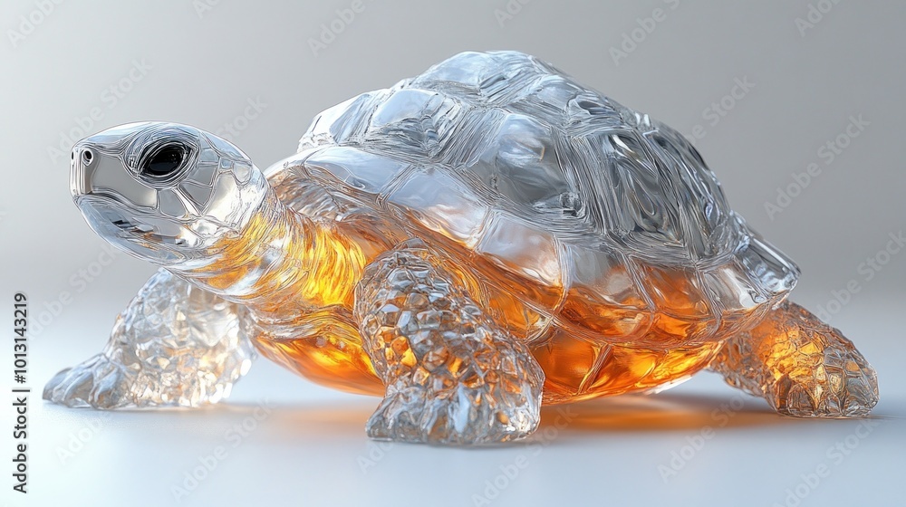 Poster A crystal turtle sculpture with warm glowing accents.