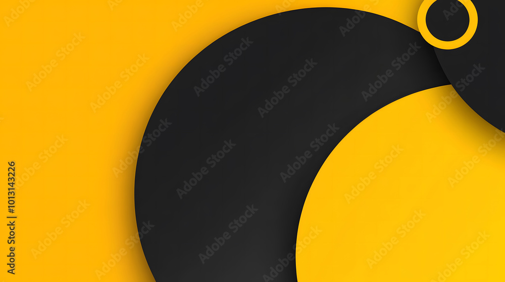 Aufkleber black and yellow background with white space for text design, simple vector graphic of a circular sh