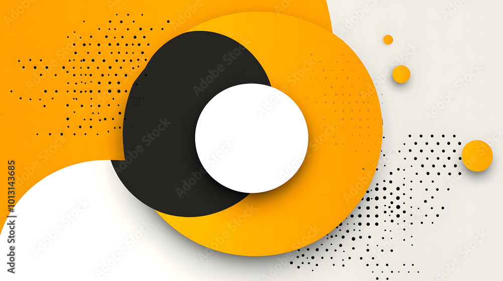 Aufkleber black and yellow background with white space for text design, simple vector graphic of a circular sh