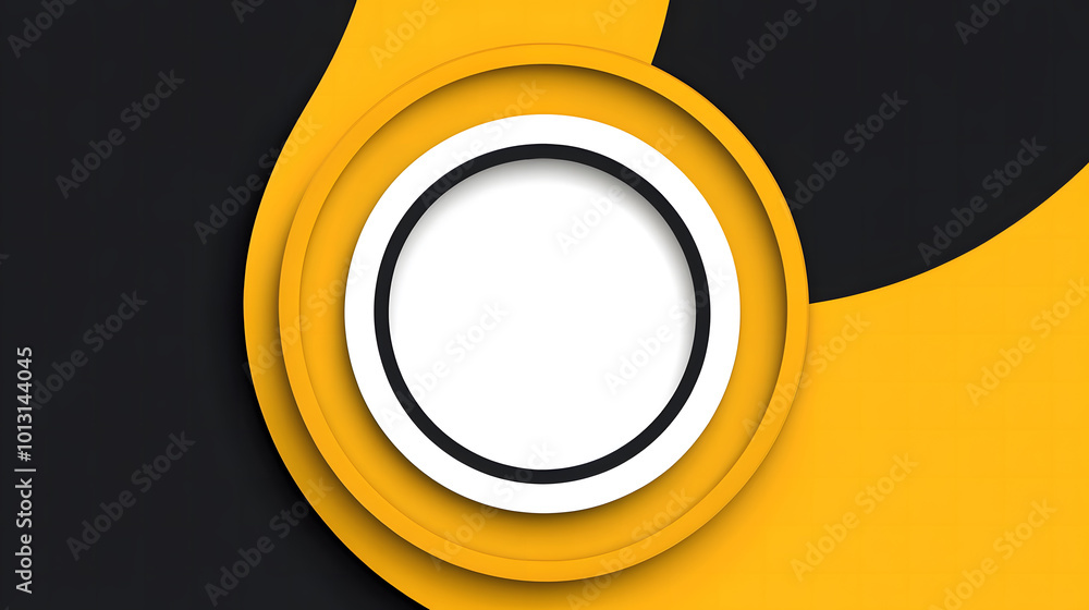 Aufkleber black and yellow background with white space for text design, simple vector graphic of a circular sh