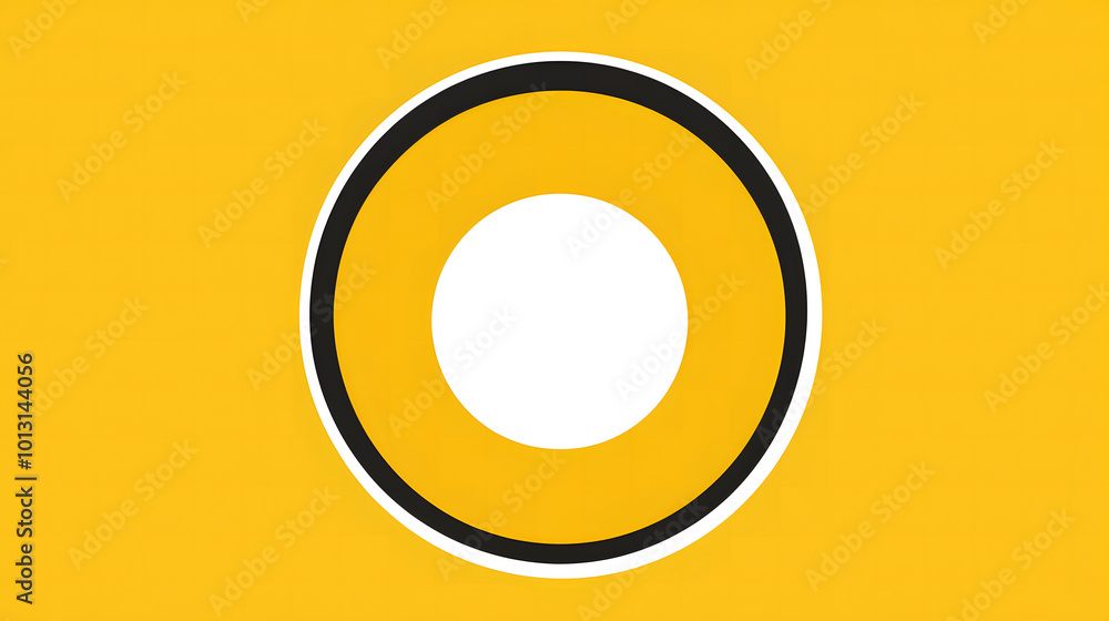 Poster black and yellow background with white space for text design, simple vector graphic of a circular sh