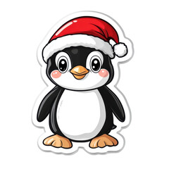 Fototapeta premium Cute Penguin with Santa Hat