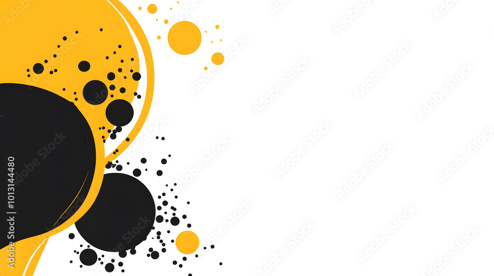 Aufkleber black and yellow background with white space for text design, simple vector graphic of a circular sh