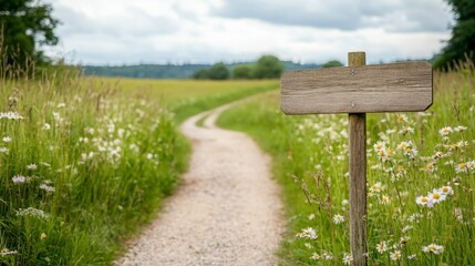 Scenic Dirt Road with Road Sign and Fields Under a Sunset
