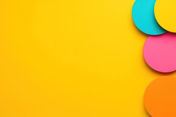 A yellow background with a bunch of colorful circles