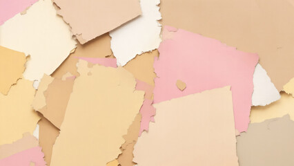 Brown, Beige, yellow, peach colors ripped paper pieces collage pastel background