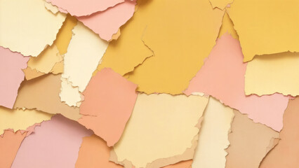 Brown, Beige, yellow, peach colors ripped paper pieces collage pastel background