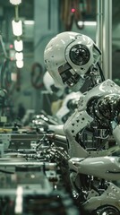 Fototapeta premium Robot fabrication center of tomorrow, 4K hyperrealistic photo