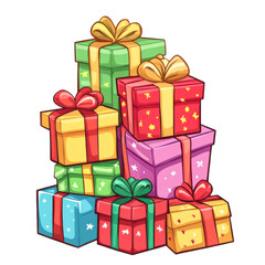 Obraz premium Wrapped Present Gift Boxes on White Background