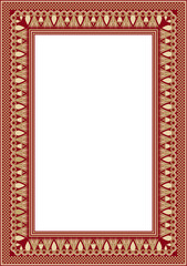 Vector gold and red square Egyptian ornament. Endless Rectangle, Ring of Ancient Egypt. Geometric African frame