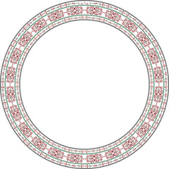 Vector colored round Yakut ornament. Endless circle, border, frame of the northern peoples of the Far East.