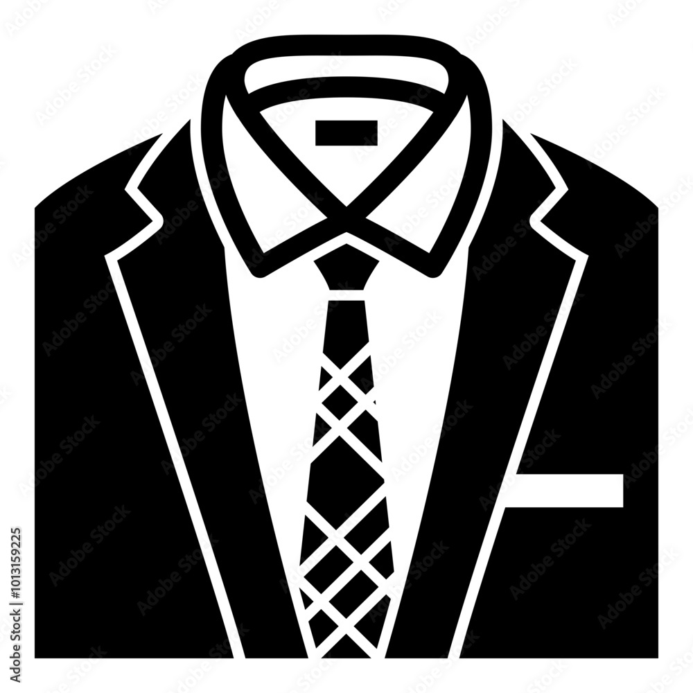 Poster tuxedo with x pattern tie icon in glyph style. simple work outfit symbol vector illustration — pixel