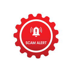 Banner with red scam alert Attention sign Cyber security icon.