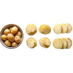 Whole and Sliced Potatoes Isolated On a White Background