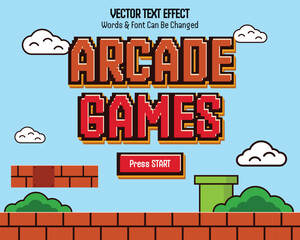 Arcade Games Text Effect in Video Game Background